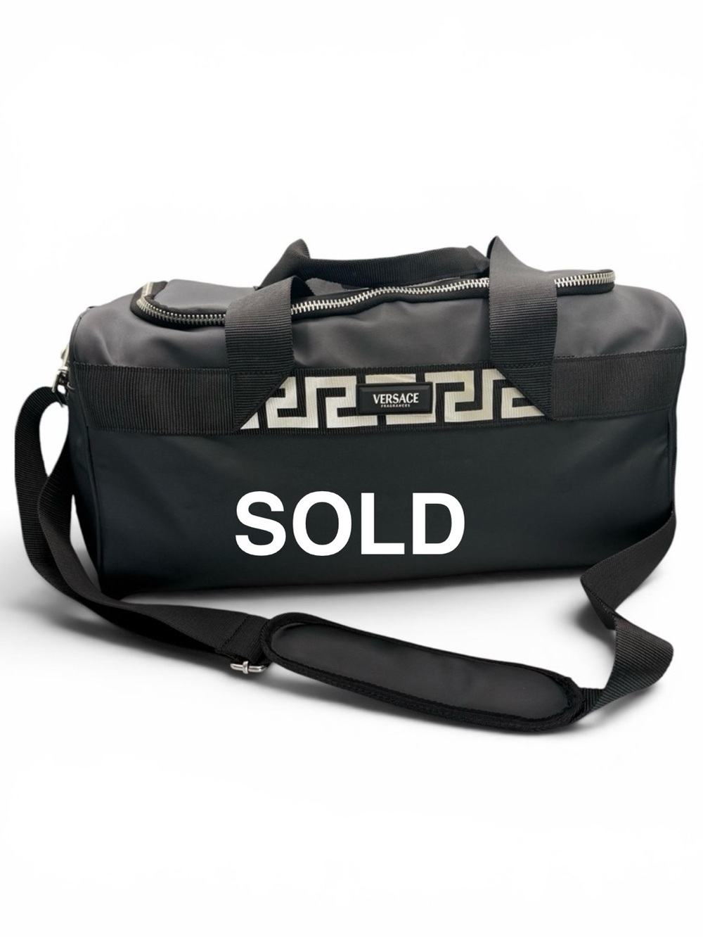 Versace Fragrances Men’s Black Silver Duffle Travel Overnight Gym Bag